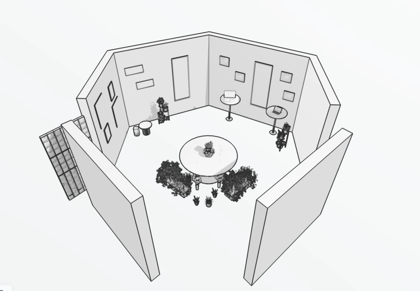 3D model of the BEEJ exhibition room seen from above